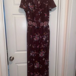 Long burgundy jumpsuit
